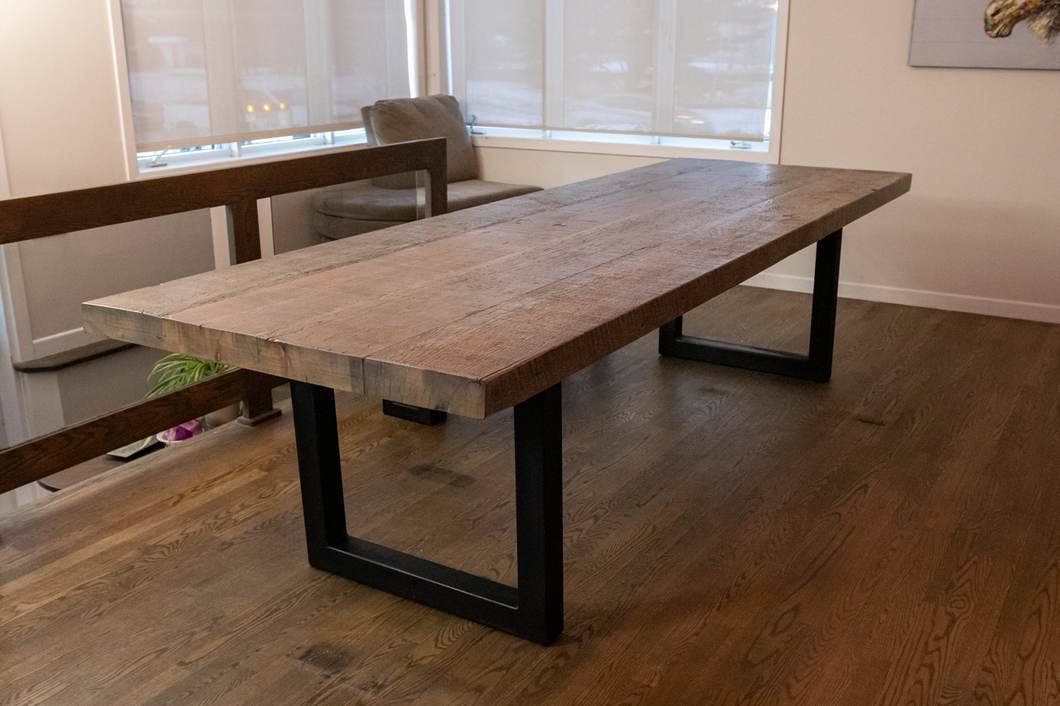 table, table artisanale, bois de grange, bois centenaire, écologique, environnement, artisanat, artisan, ébénisterie, local